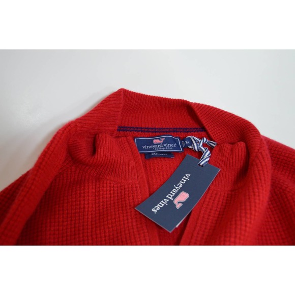 NWT Vineyard Vines Gloucester cashmere quarterzip sweater size XL red - Picture 3 of 3